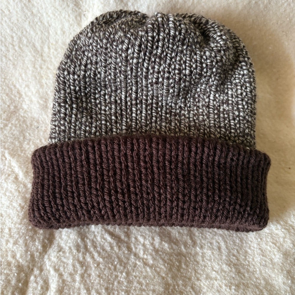Brown and Cream Knit Beanie